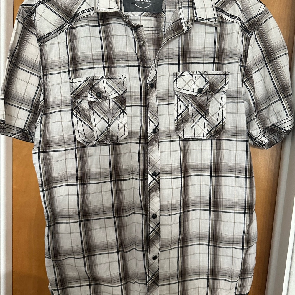 Men's Plaid Shirt in Black and White